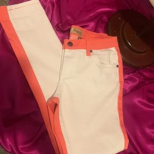 Unique jeans by Hybrid & Company, size 11, one side pinky orange other w…
